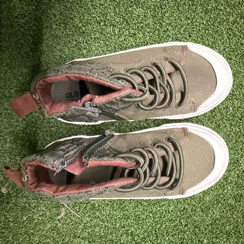Old Navy Kids Olive High-Top Sneakers with Pink Lining